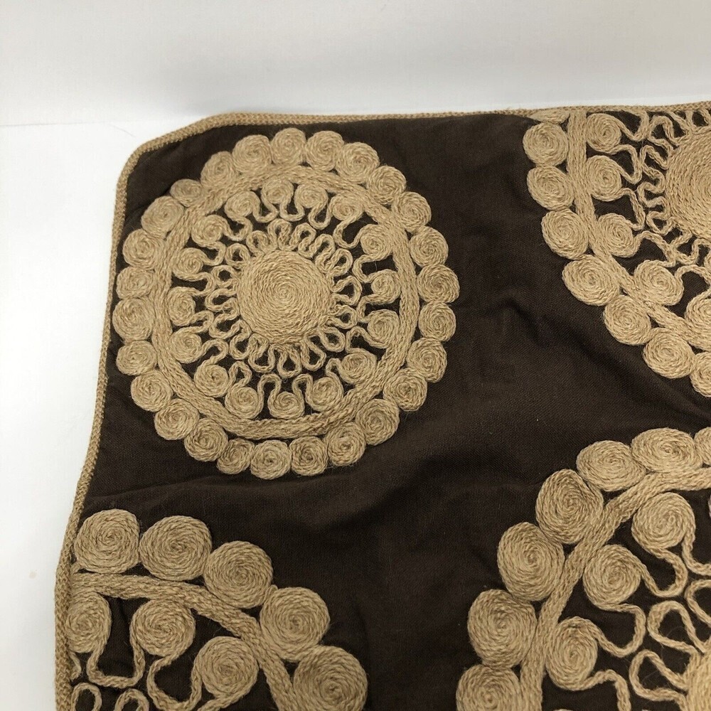 Pier 1 Pillow Case Throw Boho Brown Tan Embroidered 16" x 18" Home Decor Accent - Picture 3 of 6